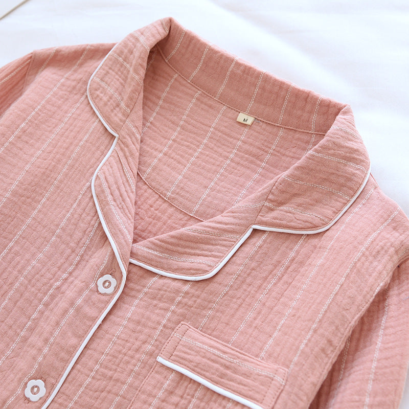 Pin-Stripped Button-Down Night Shirt