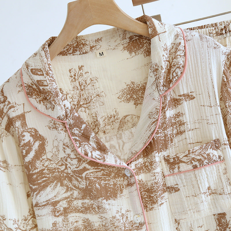 Toile Printed Cotton Gauze Pajamas