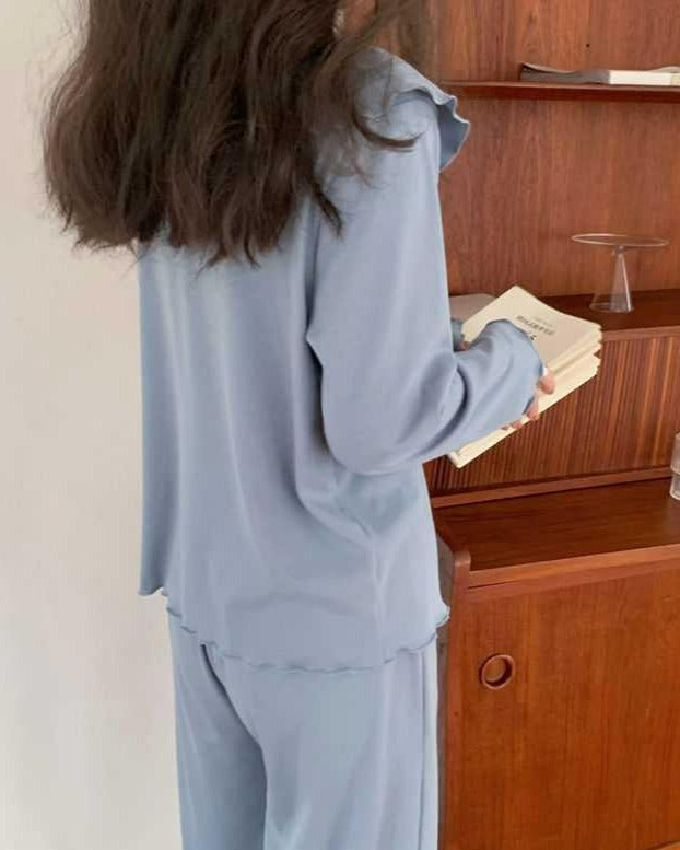 Soft Sweet Scalloped Collar Pajamas
