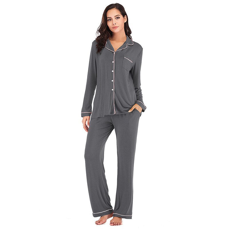 Modal Classic Pajamas with Piping