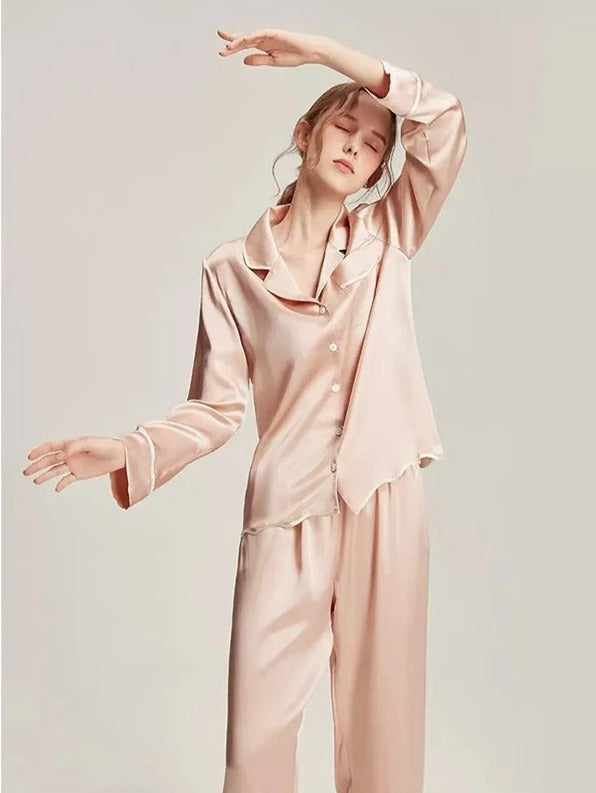 Solid Colored 100% Mulberry Silk Pajamas