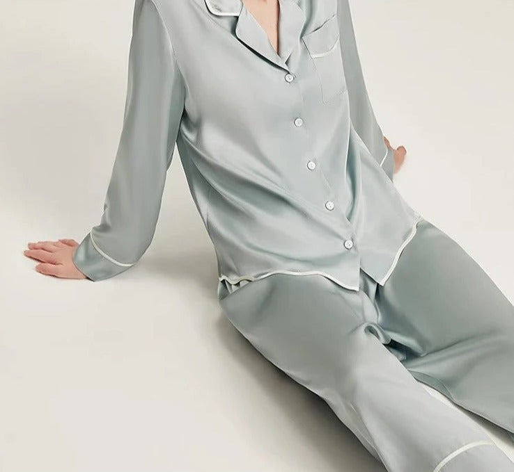 Solid Colored 100% Mulberry Silk Pajamas