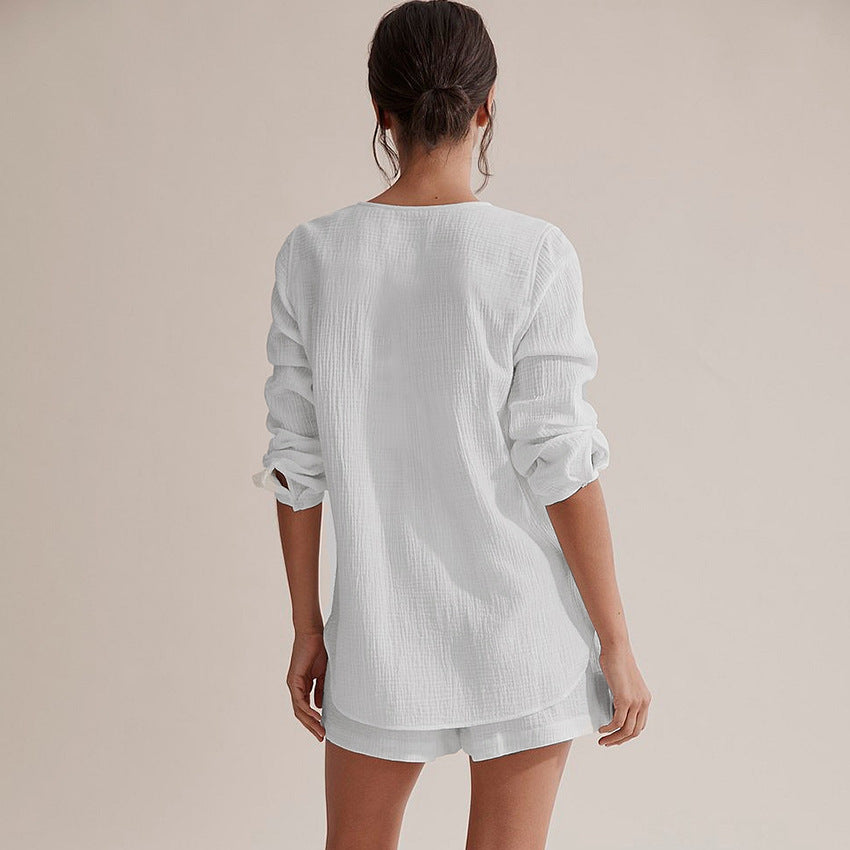 White Cotton Crepe Shorts & Top