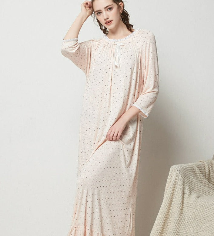 Modal Long Small Floral Nightgown