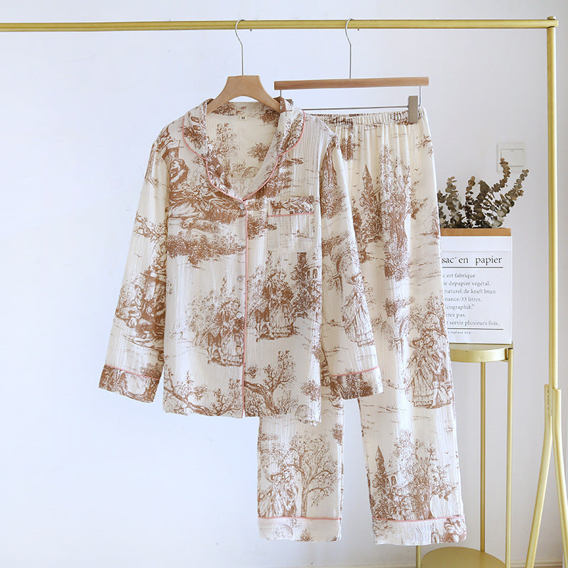 Toile Printed Cotton Gauze Pajamas