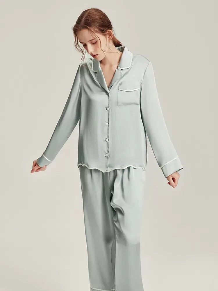 Solid Colored 100% Mulberry Silk Pajamas