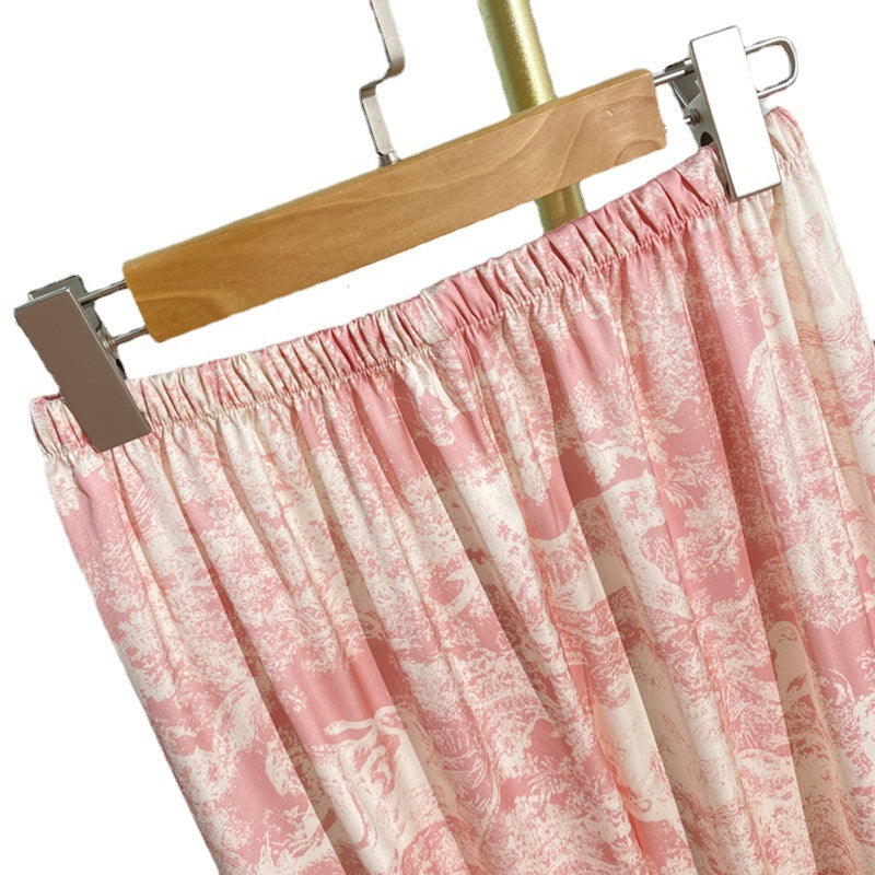 Printed Toile Faux Silk Pajamas