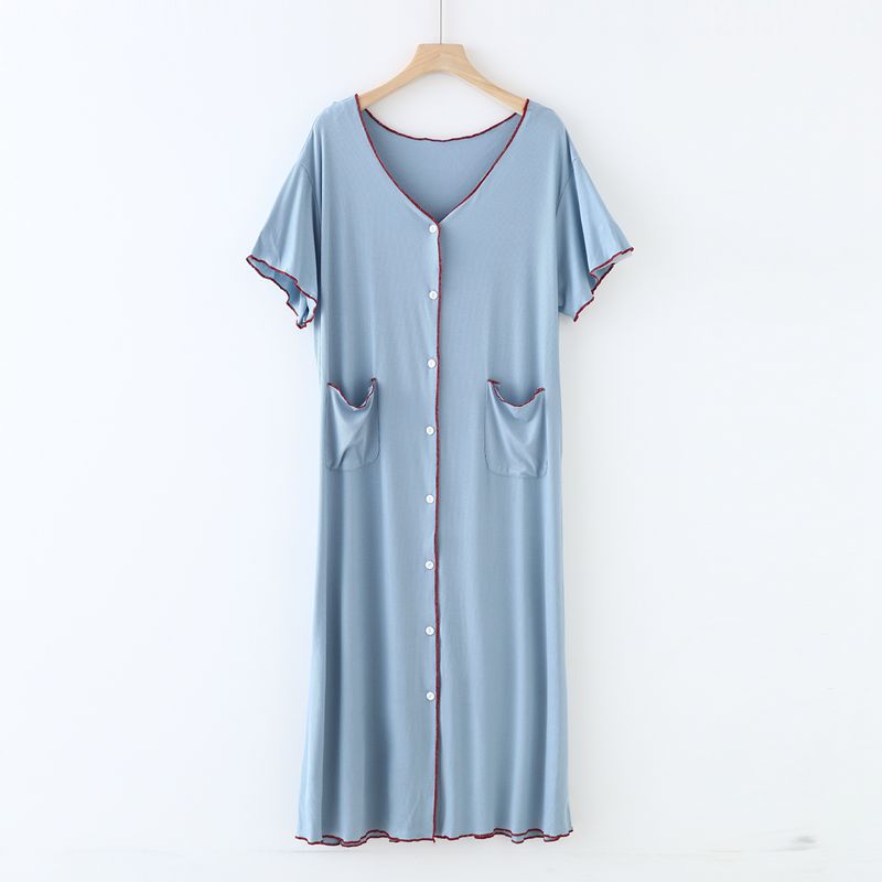Short Sleeve Button Down Modal Nightgown