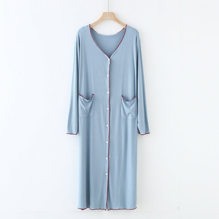 Long Sleeve Button Down Modal Nightgown
