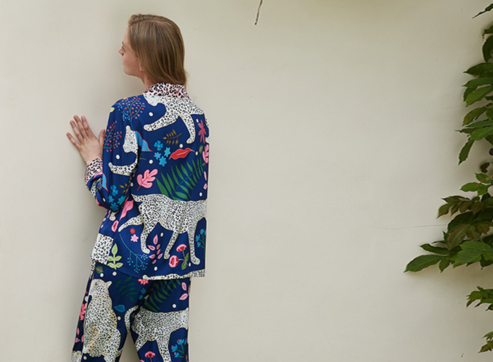 Royal Blue Leopard Print Pajamas