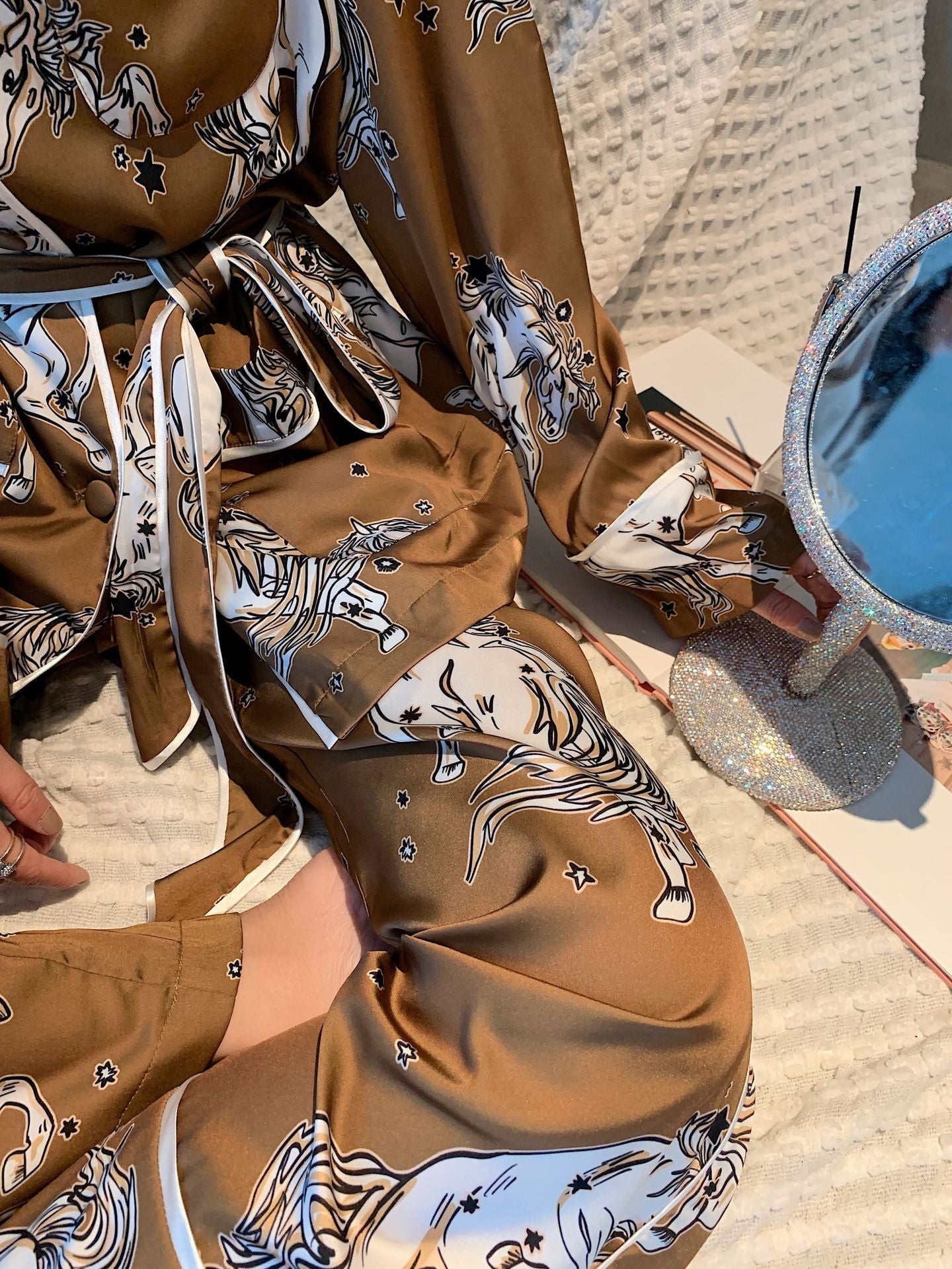 Horse Lover, Faux Silk Horse Patterned Pajamas