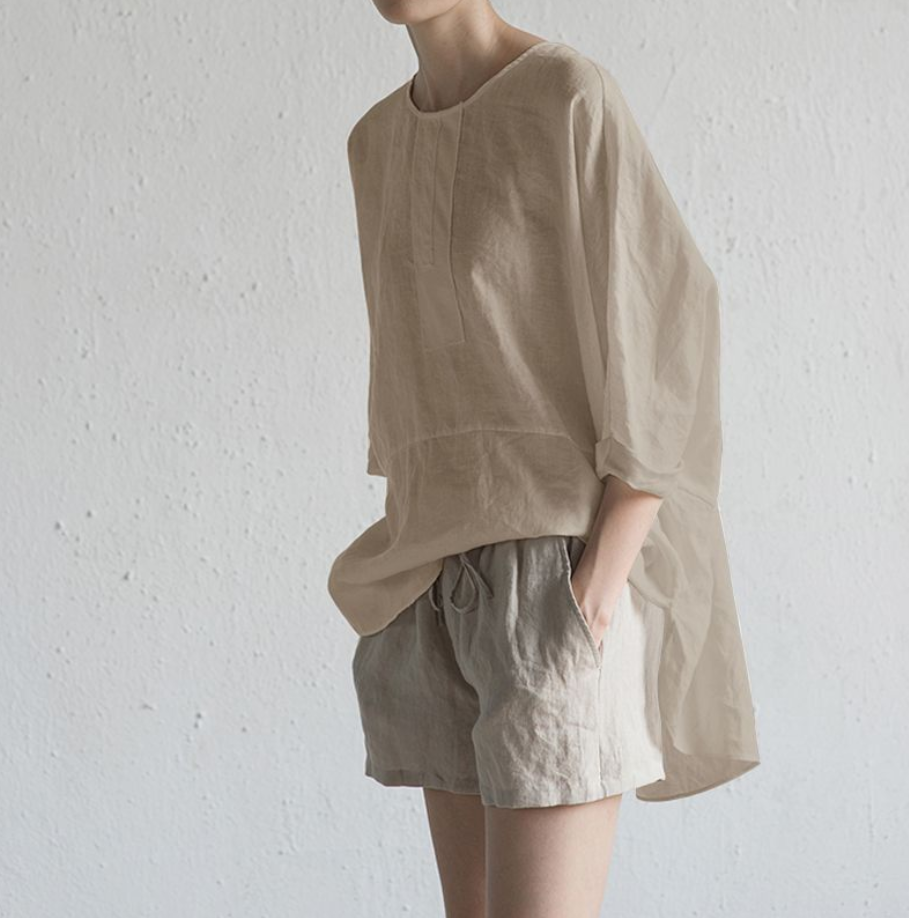 Linen/Cotton Pullover Blouse