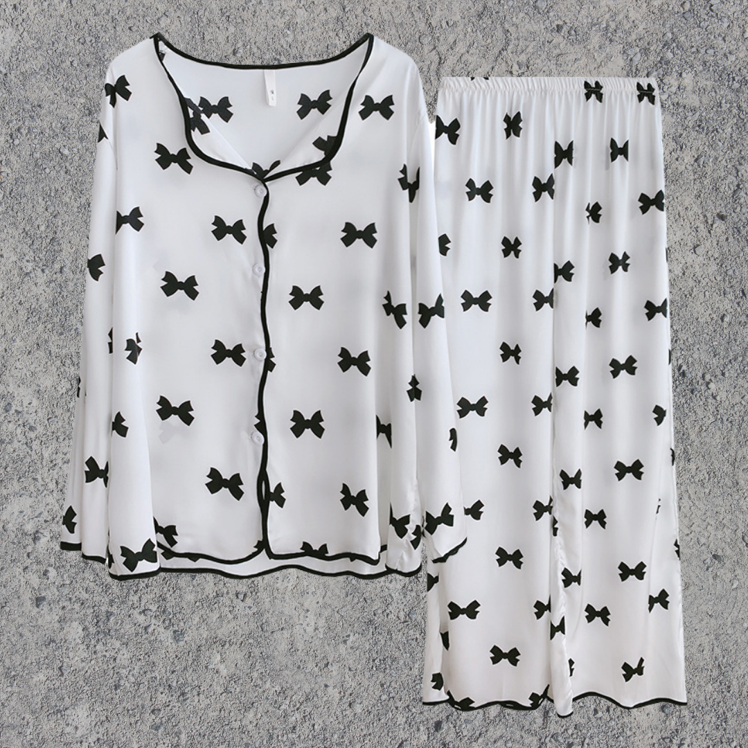 Black Bow Print Pajamas