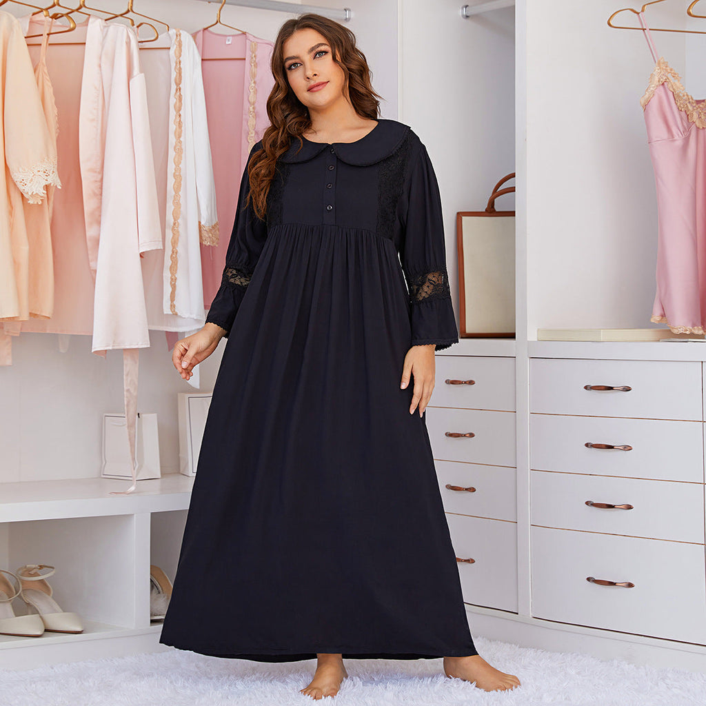 Black Full-Length Plus Size House Dress