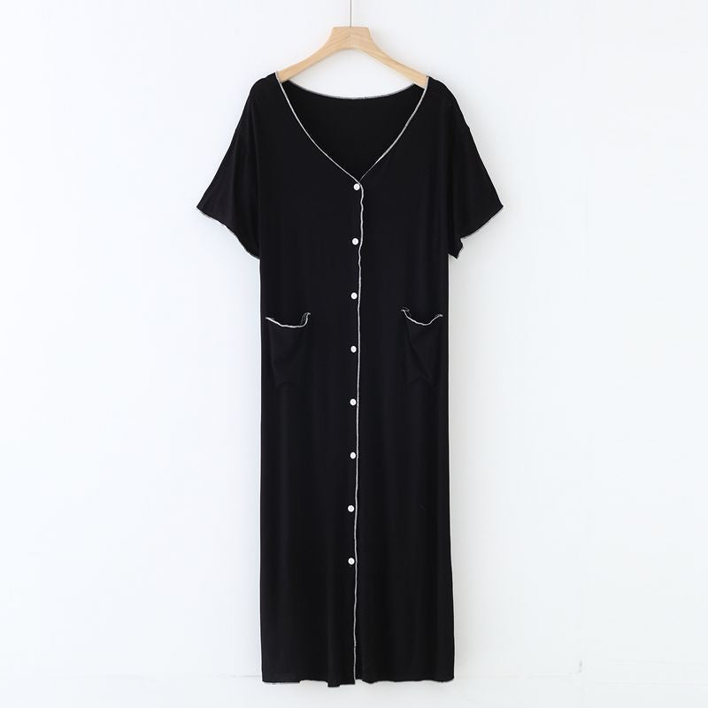 Short Sleeve Button Down Modal Nightgown