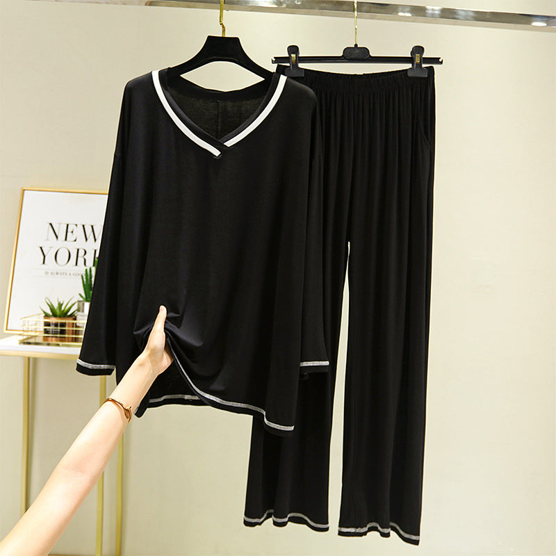 Modal Fabric Pajamas with Contrasting Welt