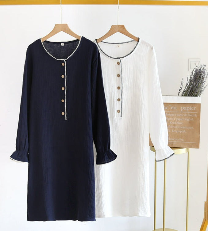Mid-Length Long Sleeve Pullover Nightgown