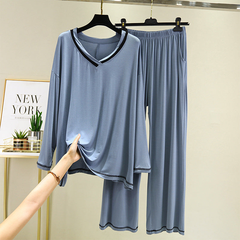 Modal Fabric Pajamas with Contrasting Welt