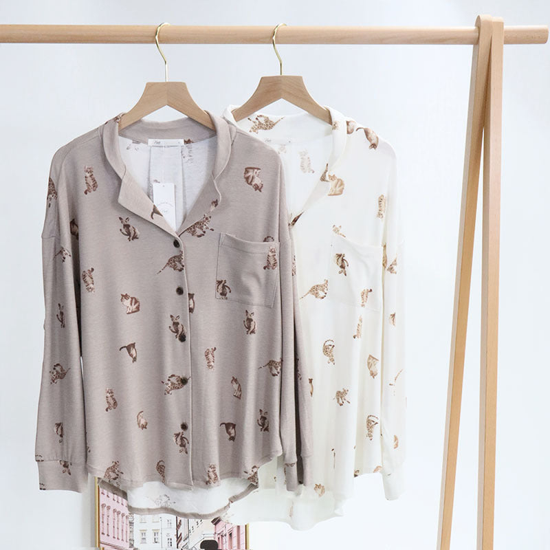 Cute Cat Print Modal Pajamas