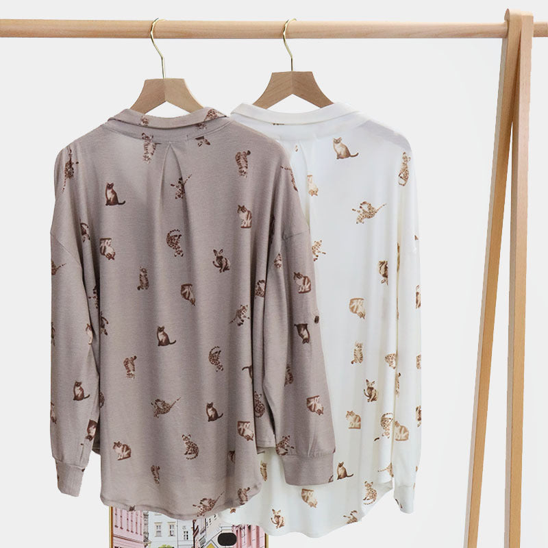 Cute Cat Print Modal Pajamas
