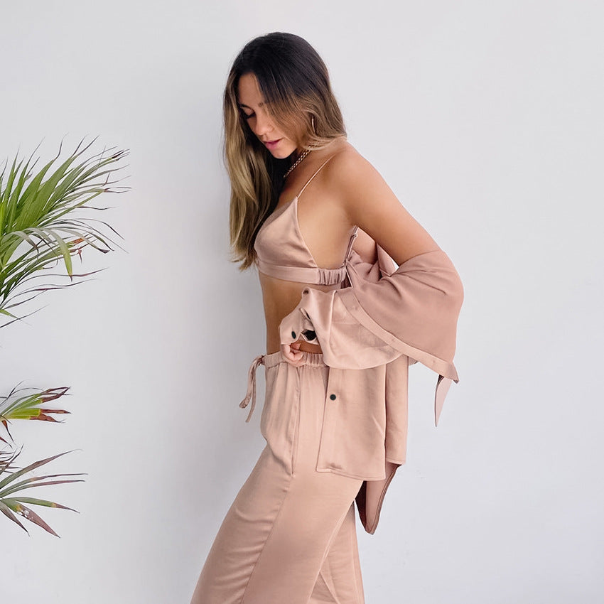 Three-Piece Satin Pajamas