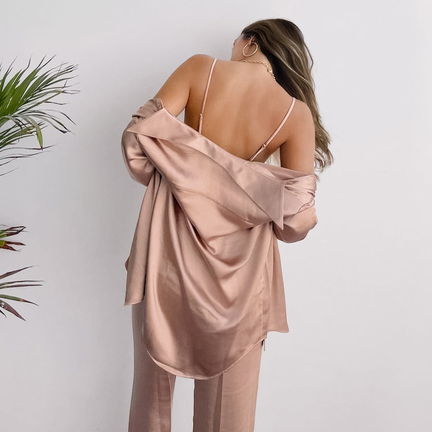 Three-Piece Satin Pajamas