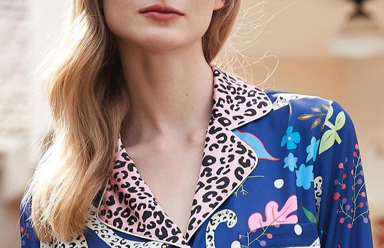 Royal Blue Leopard Print Pajamas