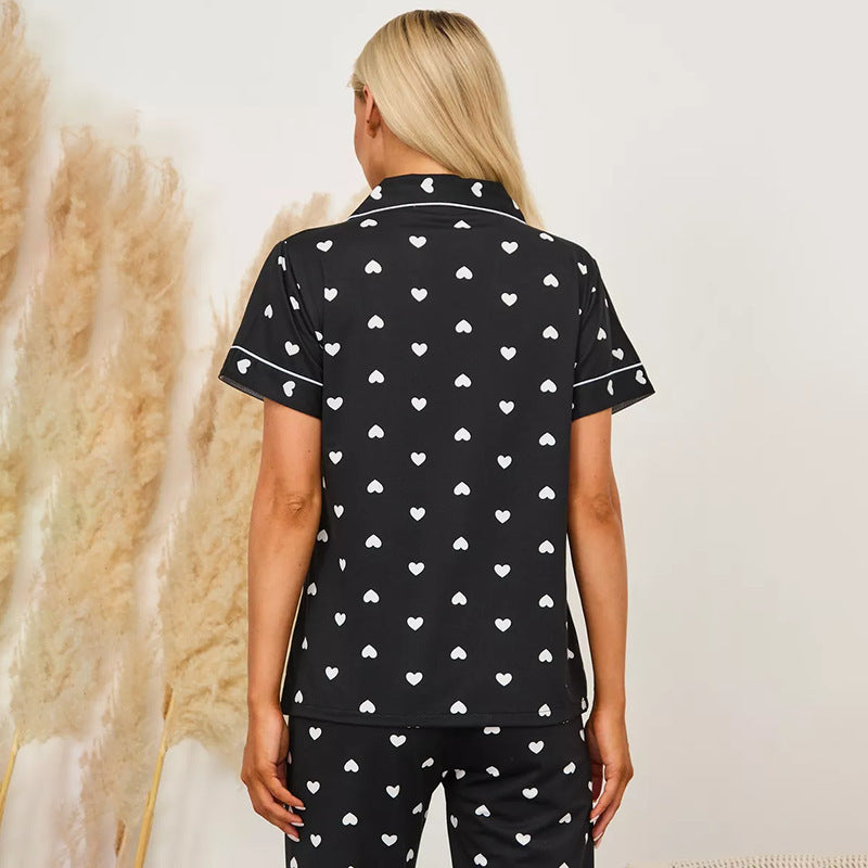 Black with White Heart Pajamas