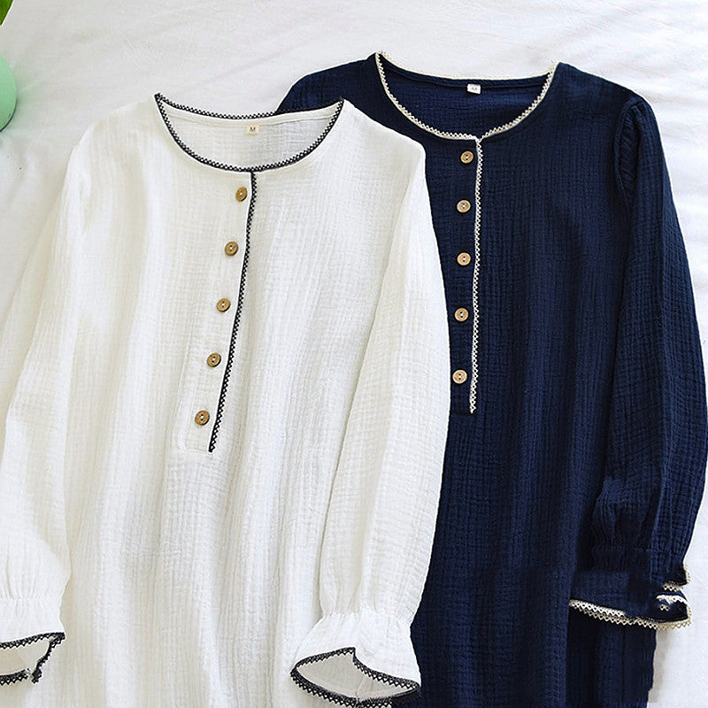 Mid-Length Long Sleeve Pullover Nightgown