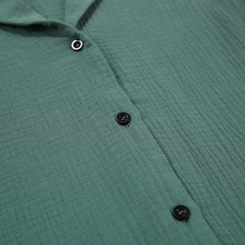 Cotton Gauze Shorts and Long Sleeve Pajamas