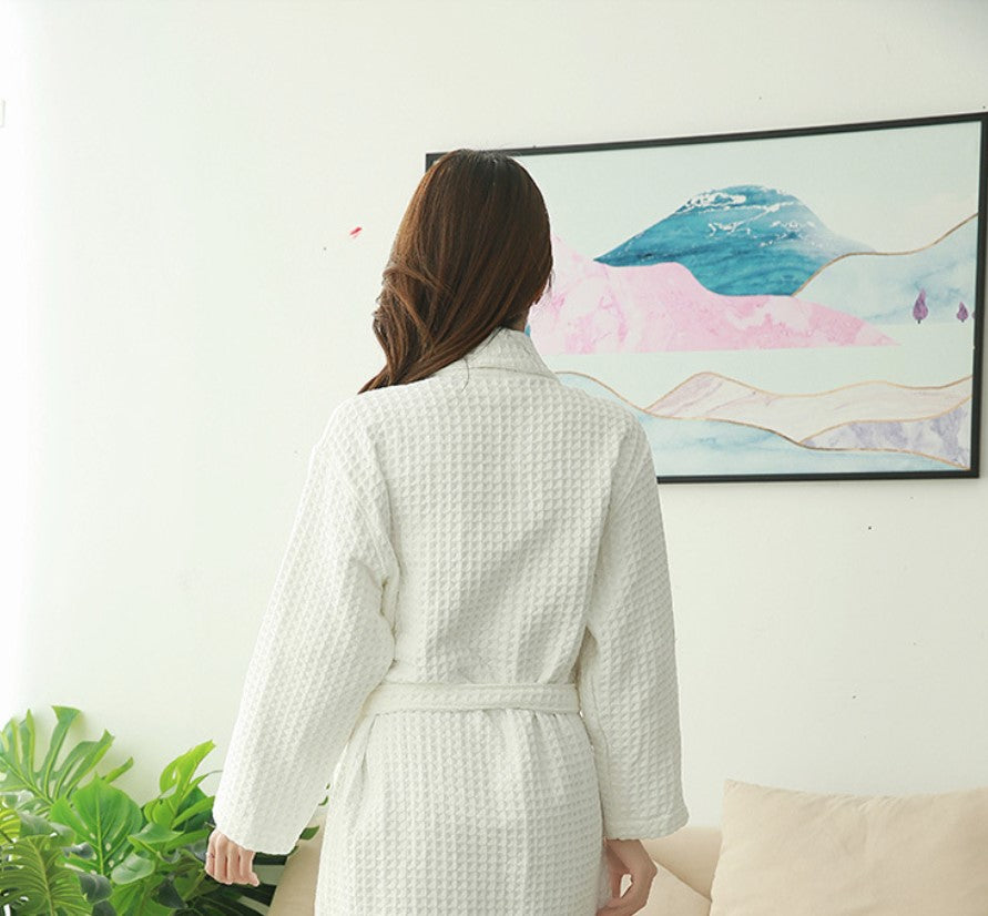 Cotton Waffle Long Robe