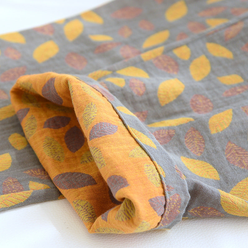 Cotton Yarn-Dyed Woven Leaf Pajamas