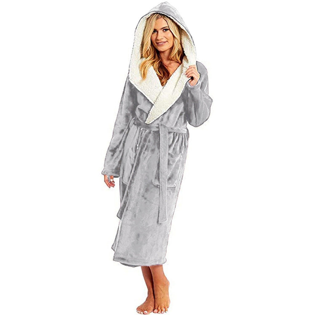 Warm Plush Hoodie Robe