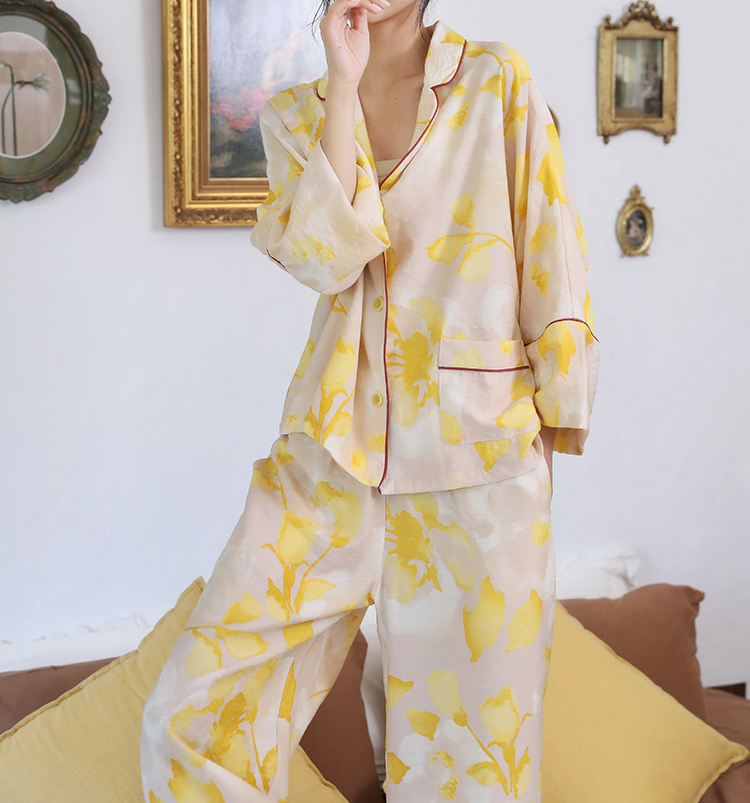 Gold-Leaf Faux Silk Pajamas