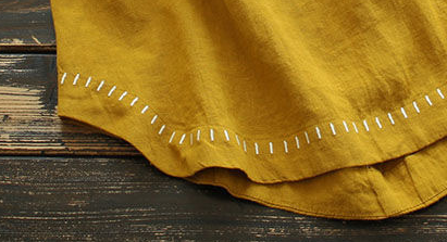 Cotton/Linen Tank With Embroidered Hem