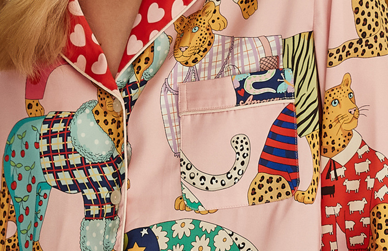 Ice Silk Long Sleeve/Trousers Cat Pajamas