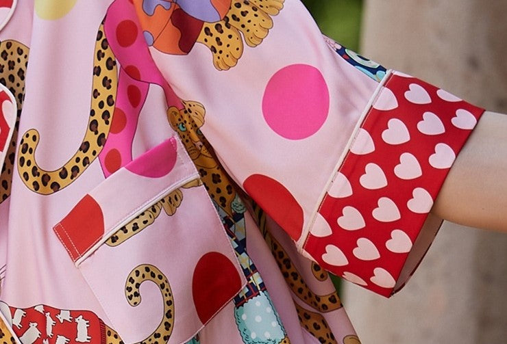 Ice Silk Short Sleeve & Shorts Cat Pajamas