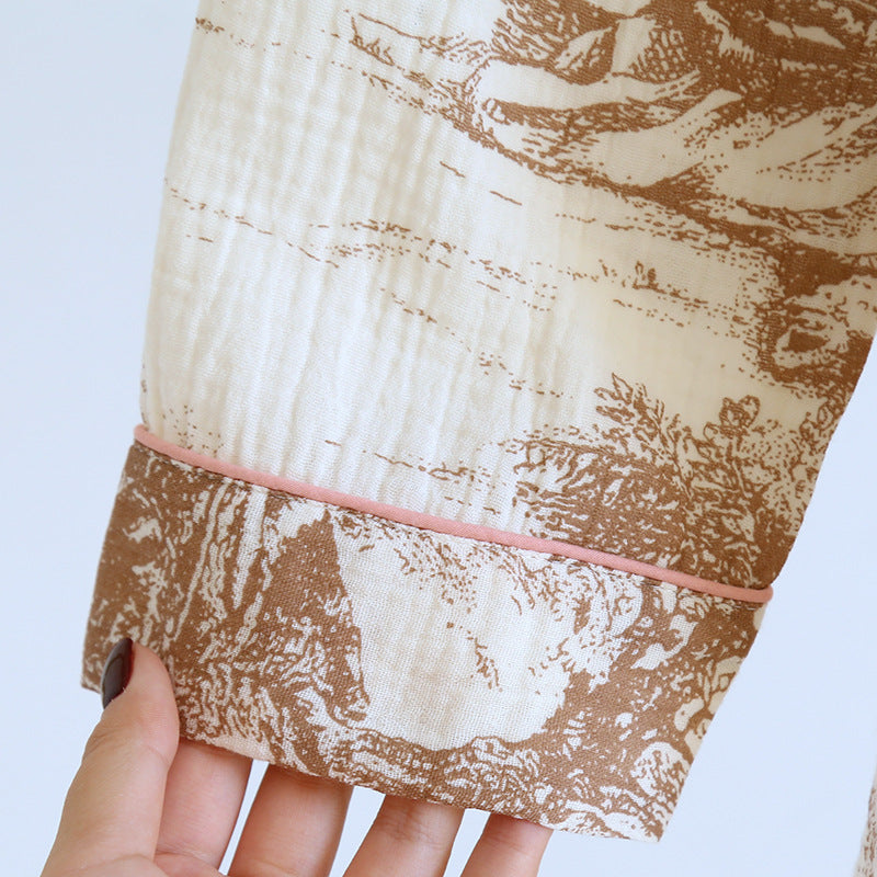 Toile Printed Cotton Gauze Pajamas