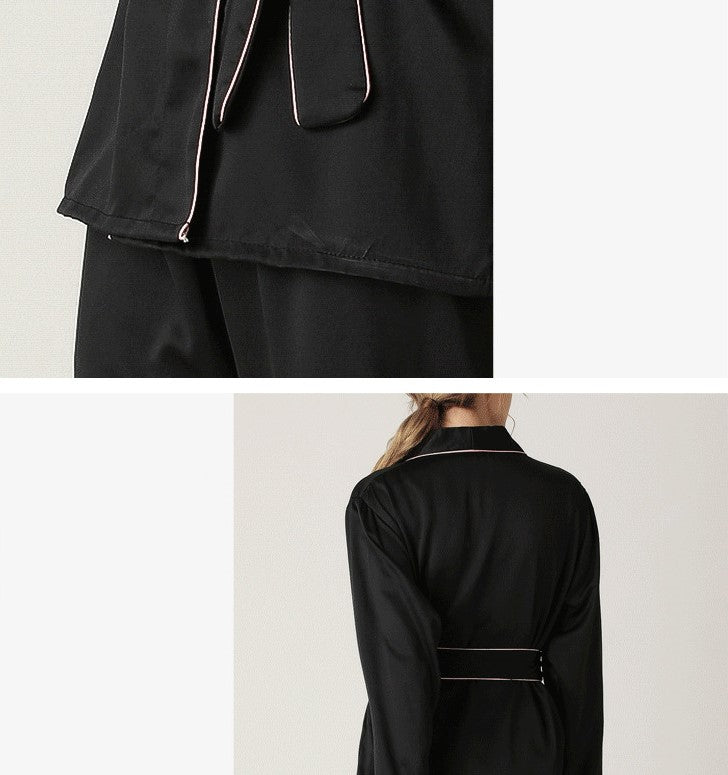 Satin Wrap-Blouse Pajamas