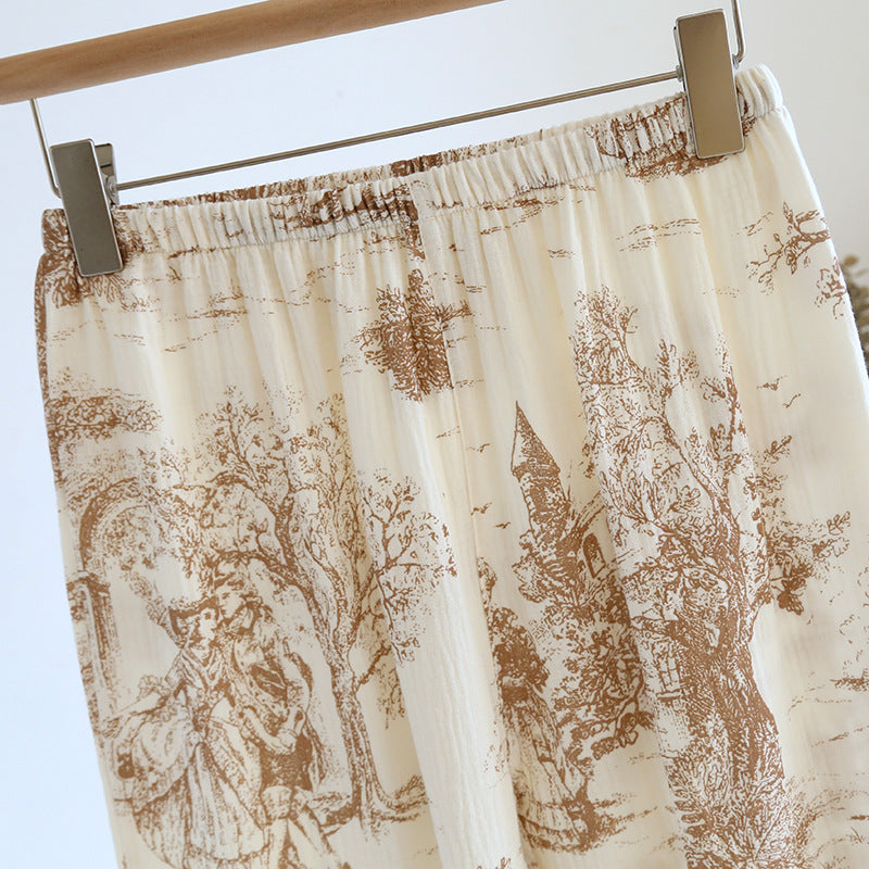 Toile Printed Cotton Gauze Pajamas