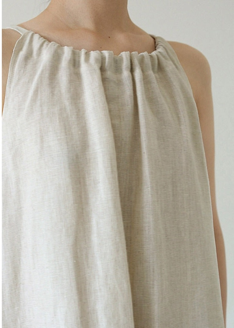 Off-Shoulder Hemp/Linen Sack Dress