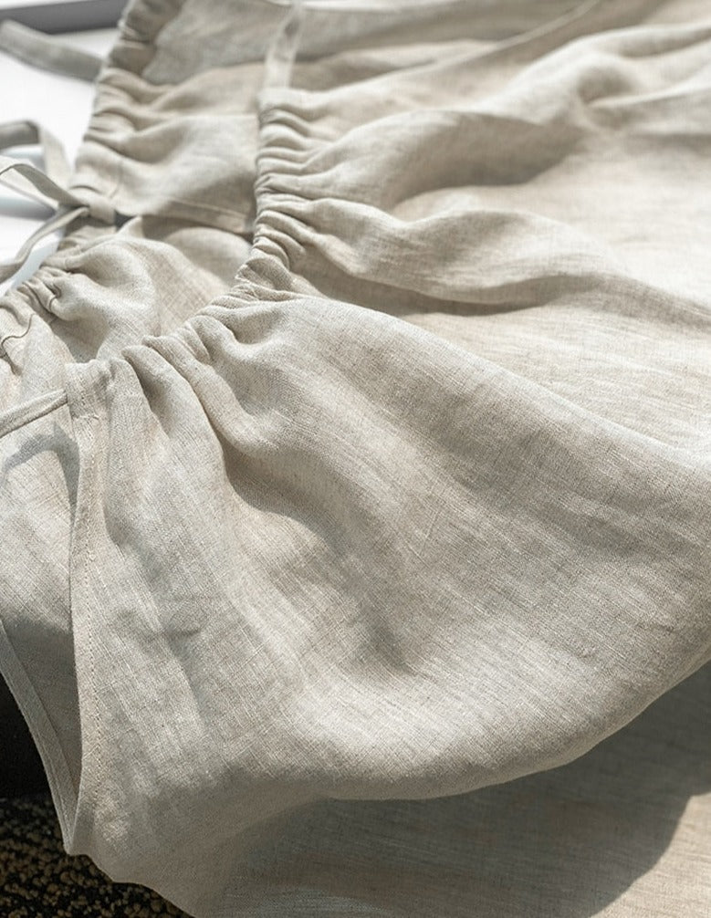 Off-Shoulder Hemp/Linen Sack Dress