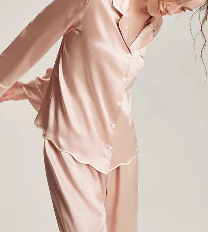 Solid Colored 100% Mulberry Silk Pajamas