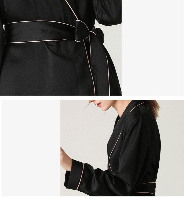 Satin Wrap-Blouse Pajamas