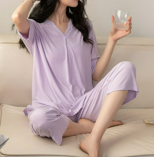 Modal Short Sleeve Cropped Pant Pajamas