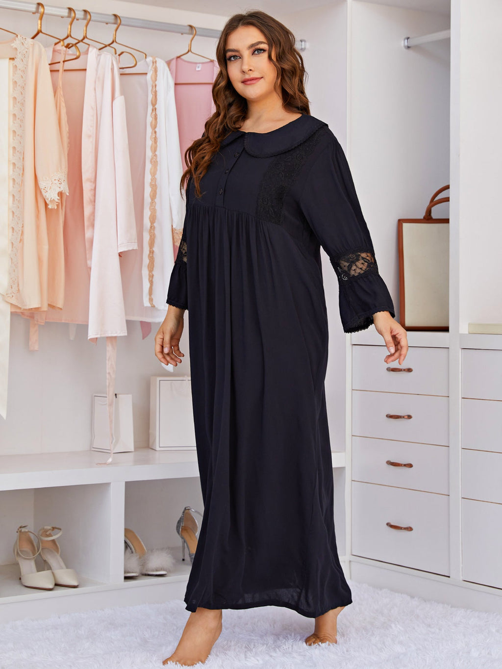 Black Full-Length Plus Size House Dress