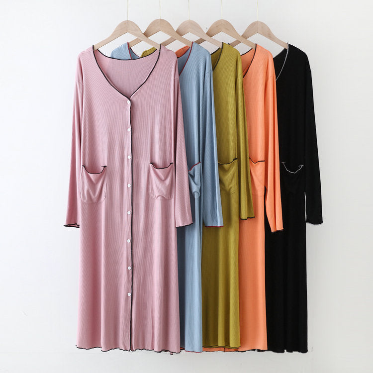 Long Sleeve Button Down Modal Nightgown