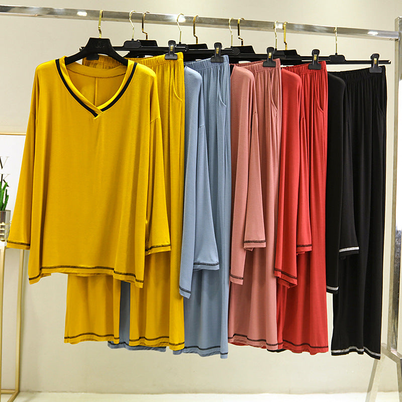 Modal Fabric Pajamas with Contrasting Welt