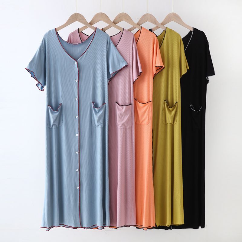 Short Sleeve Button Down Modal Nightgown