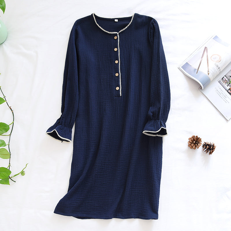 Mid-Length Long Sleeve Pullover Nightgown